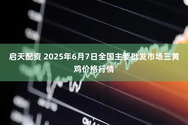 启天配资 2025年6月7日全国主要批发市场三黄鸡价格行情